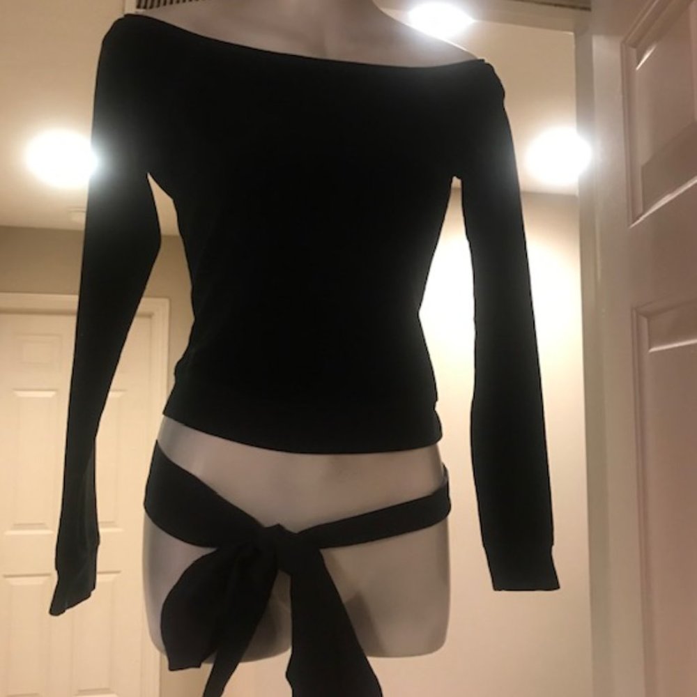 BEAUTIFUL EXPRESS PLUSH VELOUR VELVET BLACK SWEATSHIRT SWEATER SPORT SHIRT TOP